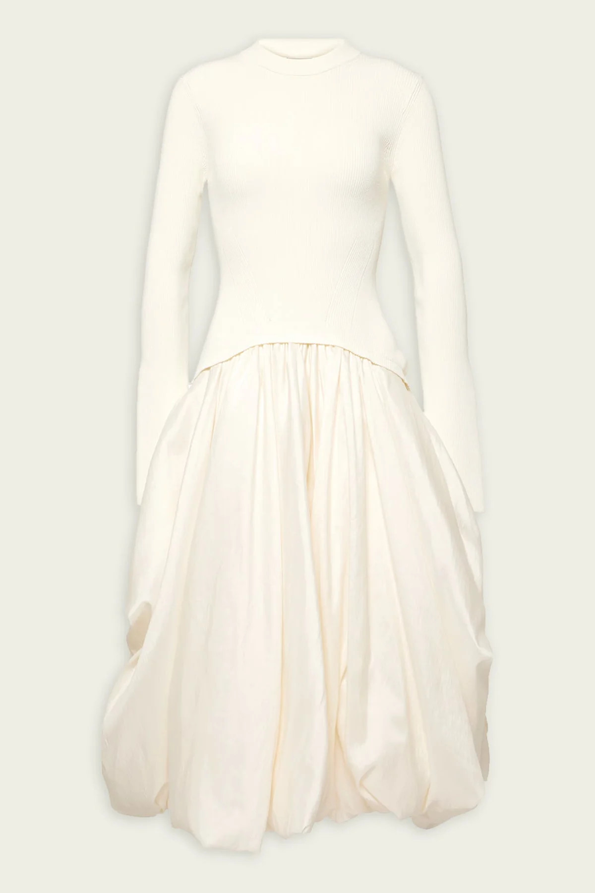 Kenlie Long Sleeve Mock Neck Midi Dress in Ivory | Shop Olivia