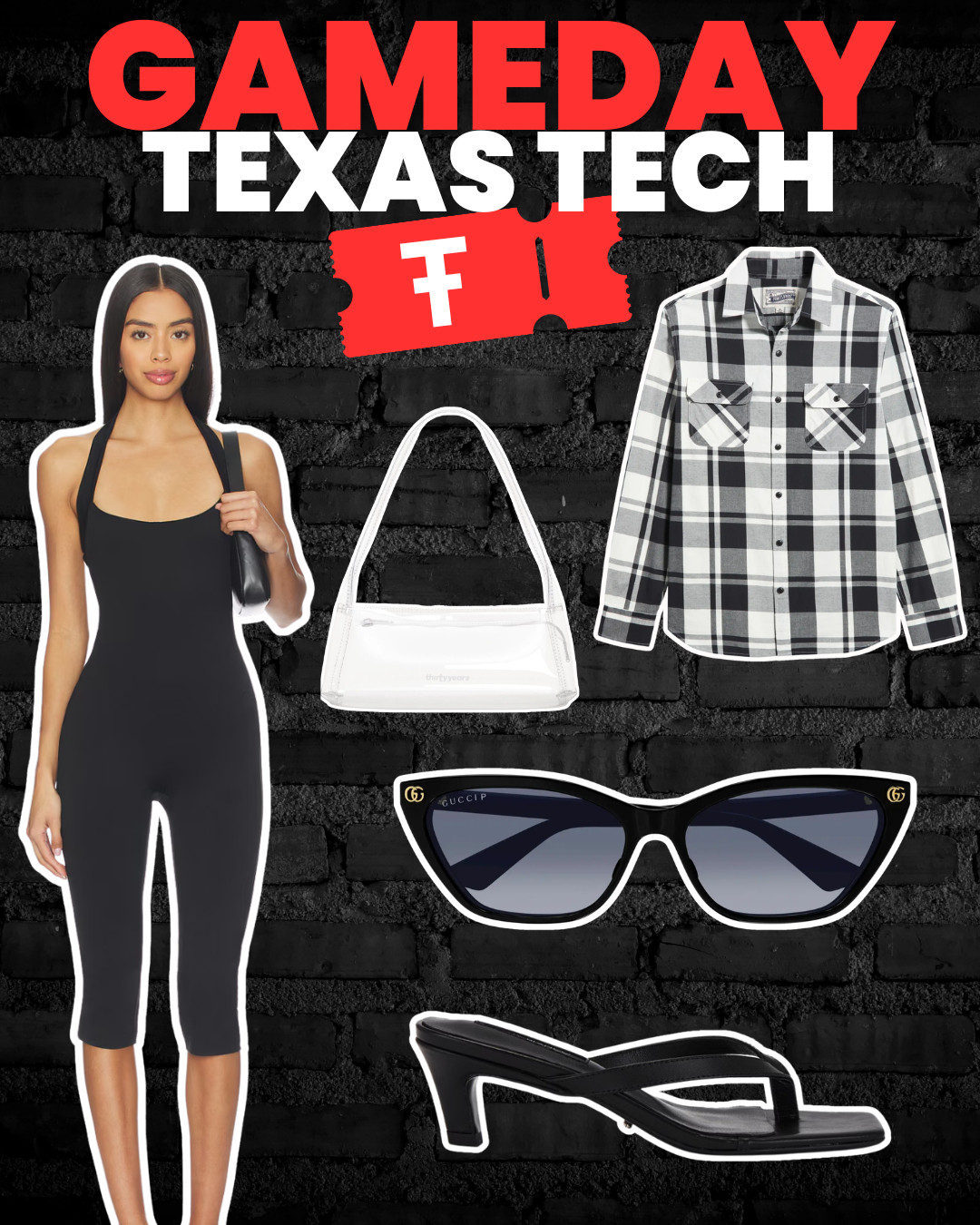 Texas Tech Gameday outfit - tie the plaid top around your waist 

 