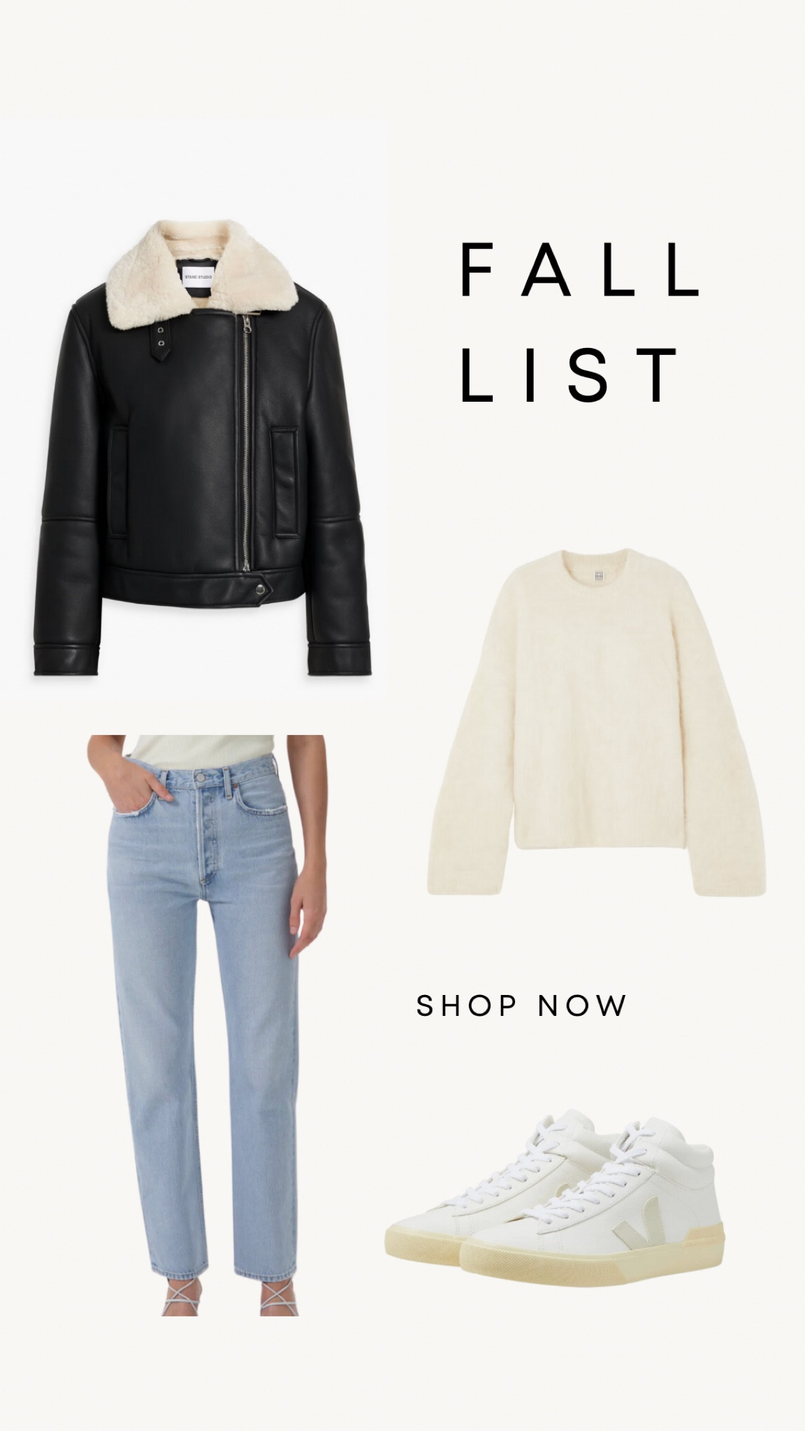 Fall outfit 〰️ faux shearling moto jacket, sweater, jeans and sneakers 

#LTKshoecrush #LTKSeasonal #LTKsalealert