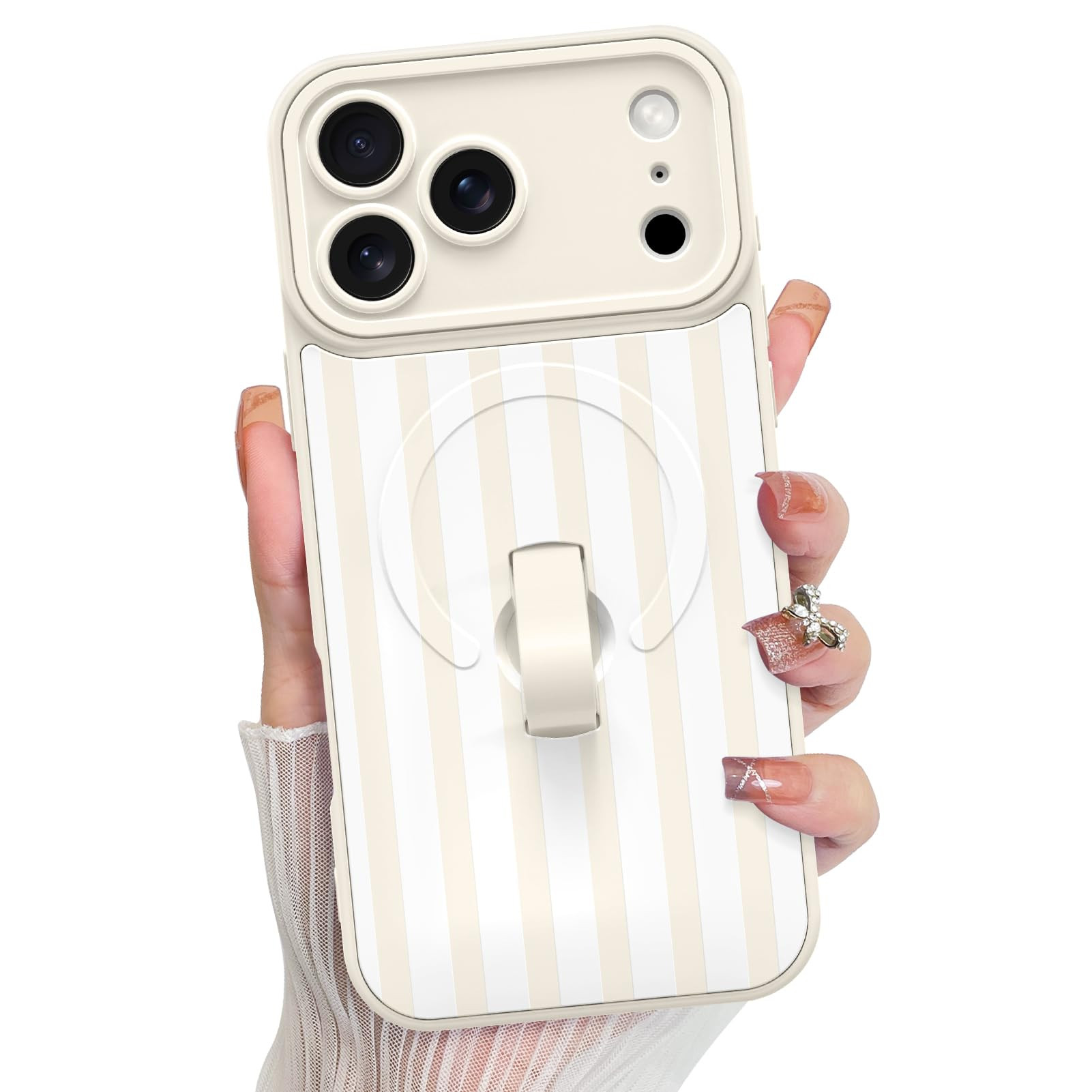 KANGHAR Compatible with iPhone 17 Pro Case, Support for MagSafe, Silicone Stripes Cute Pattern, W... | Amazon (US)