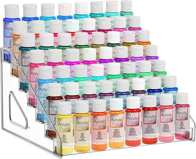 Clear Paint Organizer,7 Layers Acrylic Paint Organizer,Paint Storage Rack,Craft Paint Organizer R... | Amazon (US)