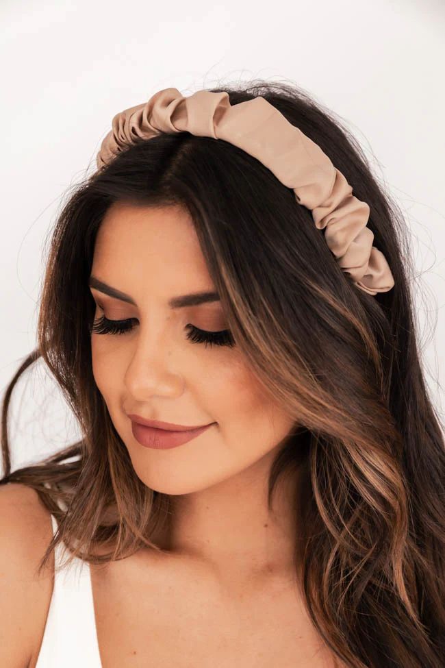 Seek The Weekend Scrunched Beige Headband | The Pink Lily Boutique