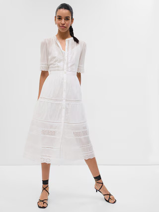 Lace Button-Up Midi Dress | Gap (CA)