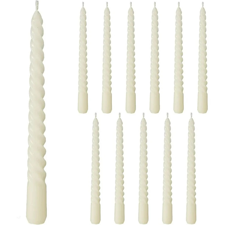 12-Piece Creamy White Twist Taper Candles with 4-Hour Burn Time, Paraffin Wax, 7.75 Inches (2 Box... | Walmart (US)