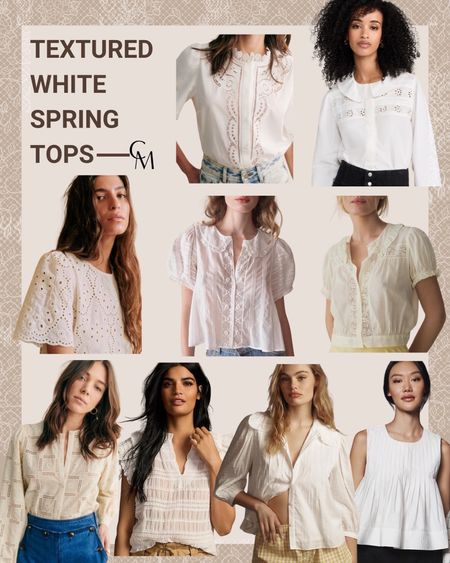 Textured white tops for spring. White blouses. Spring style. 


#LTKSeasonal #LTKstyletip