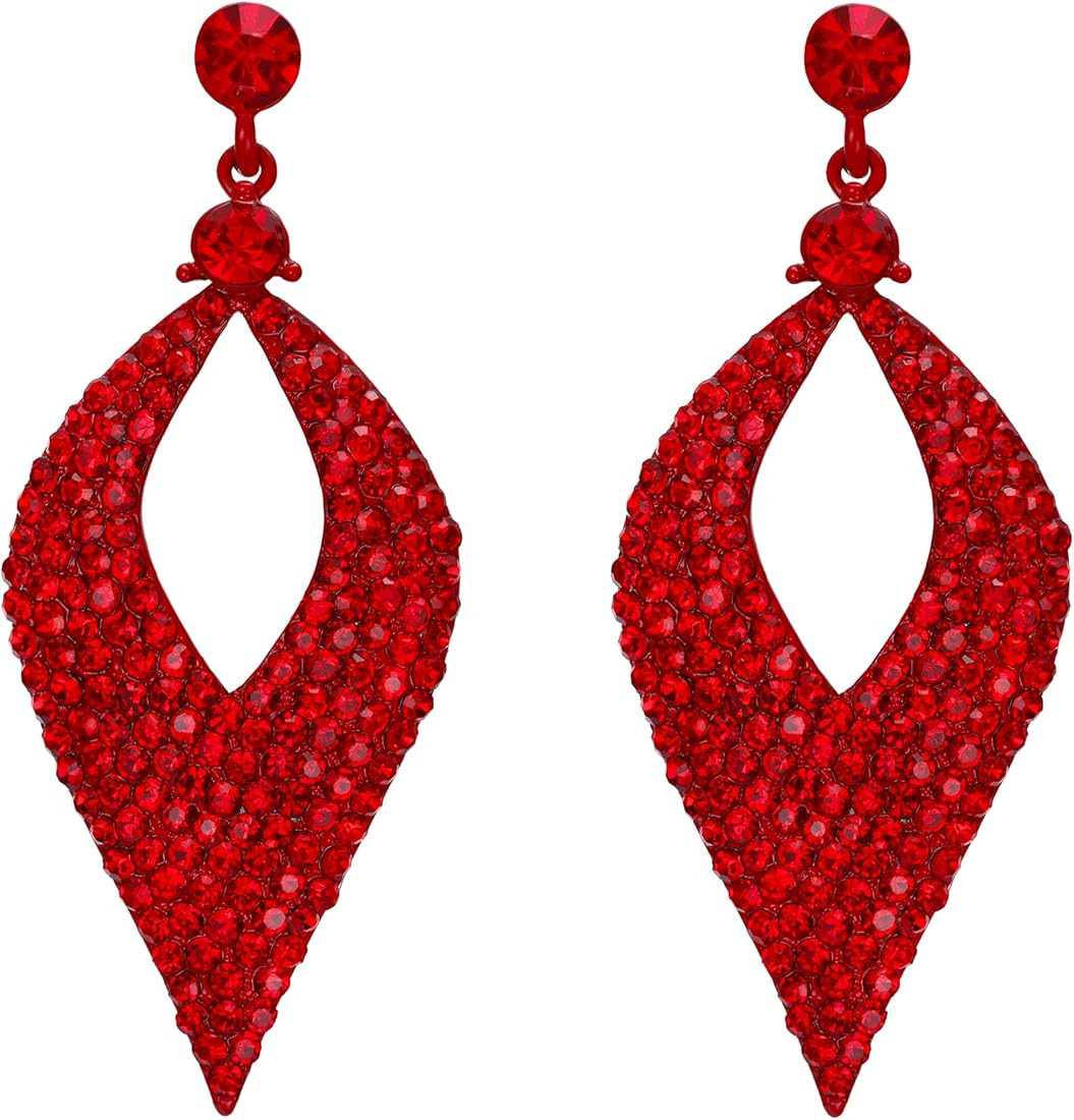 BriLove Women's Bohemian Boho Crystal Hollow Leaf Chandelier Dangle Earrings | Amazon (US)