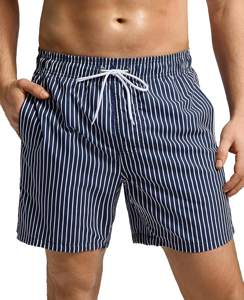 SILKWORLD Mens Swimming Trunks 5 Inch Inseam Swim Shorts Summer Bathing Suit Swimwear Beachwear w... | Amazon (US)