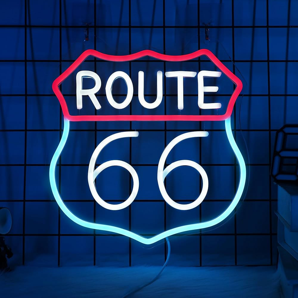 Route 66 Neon Sign, LED Light Room Decor USB Powered, for Bedroom Living Room Gaming Room Man Cav... | Amazon (US)