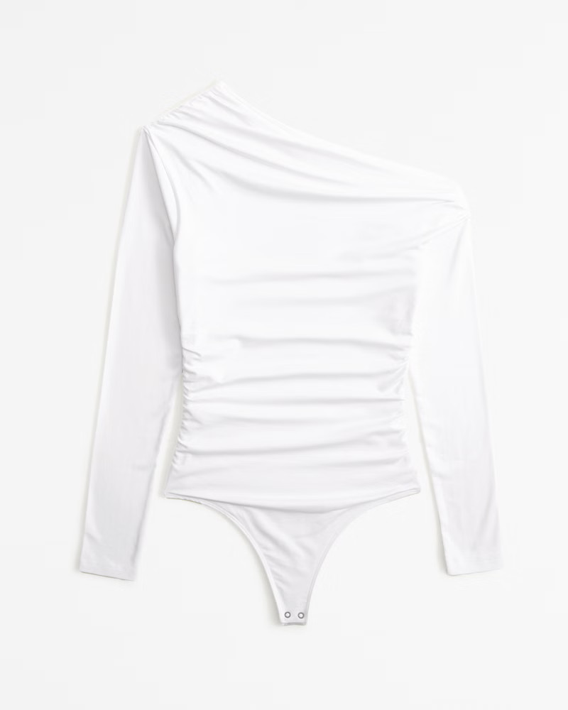 Long-Sleeve Asymmetrical Draped Bodysuit | Abercrombie & Fitch (US)