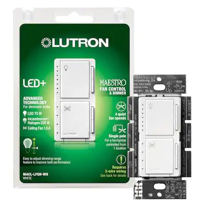 Lutron Maestro 1.5-Amp 4-speed Wired Touch Fan Control, White | Lowe's