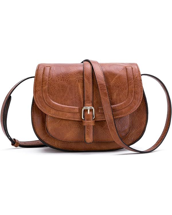 AFKOMST Crossbody Bags for Women,Small Saddle Purse and Boho Cross Body Handbags,Vegan Leather | Amazon (US)