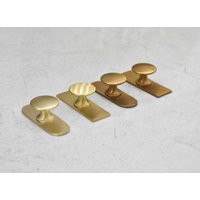 Brass Knobs With Backplate - Solid Unlacquered Vintage Cabinet Knobs, Antique Backplate, Unique Hardware | Etsy (US)