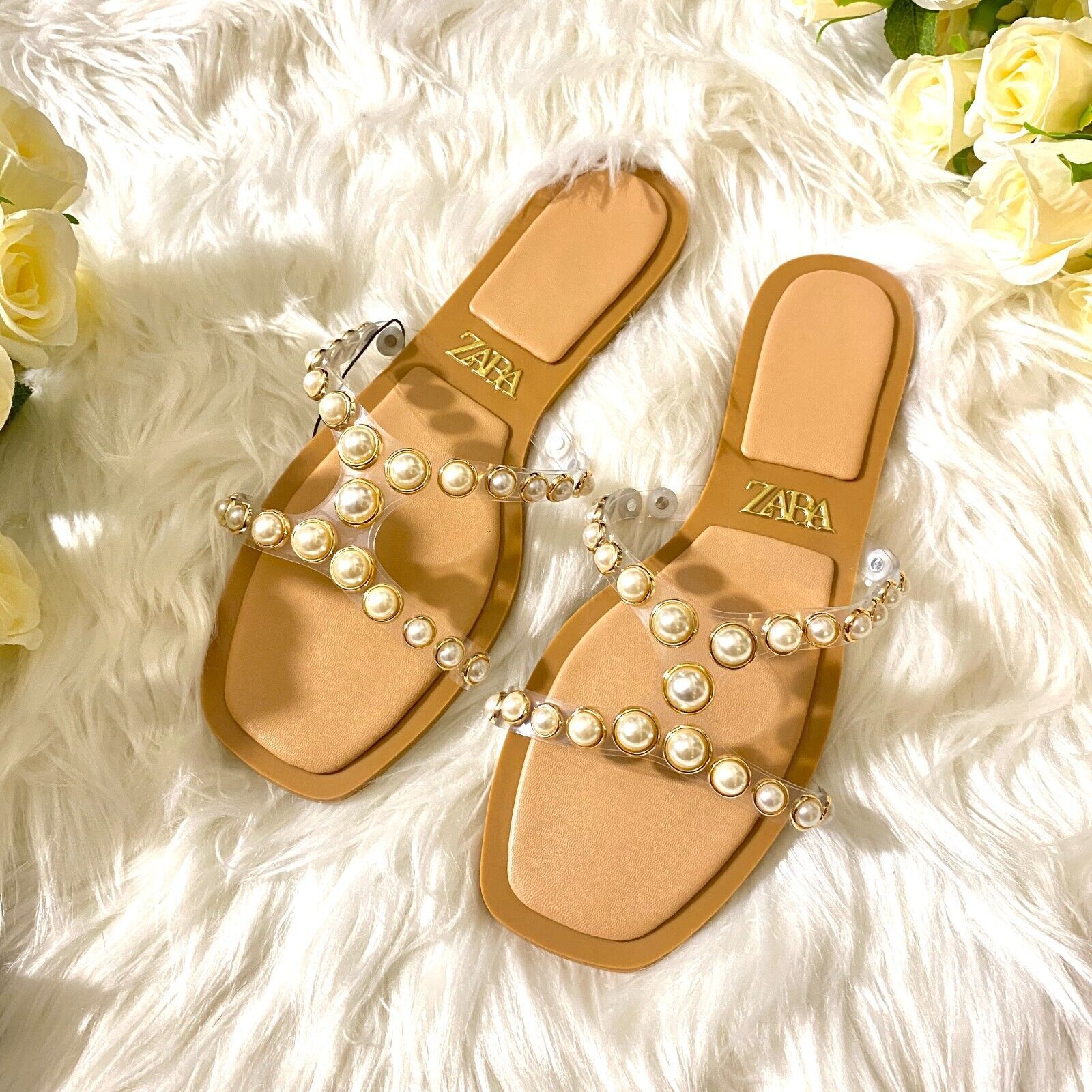 ZARA PEARL VINYL SANDALS FLATS 2611/110  | eBay | eBay US