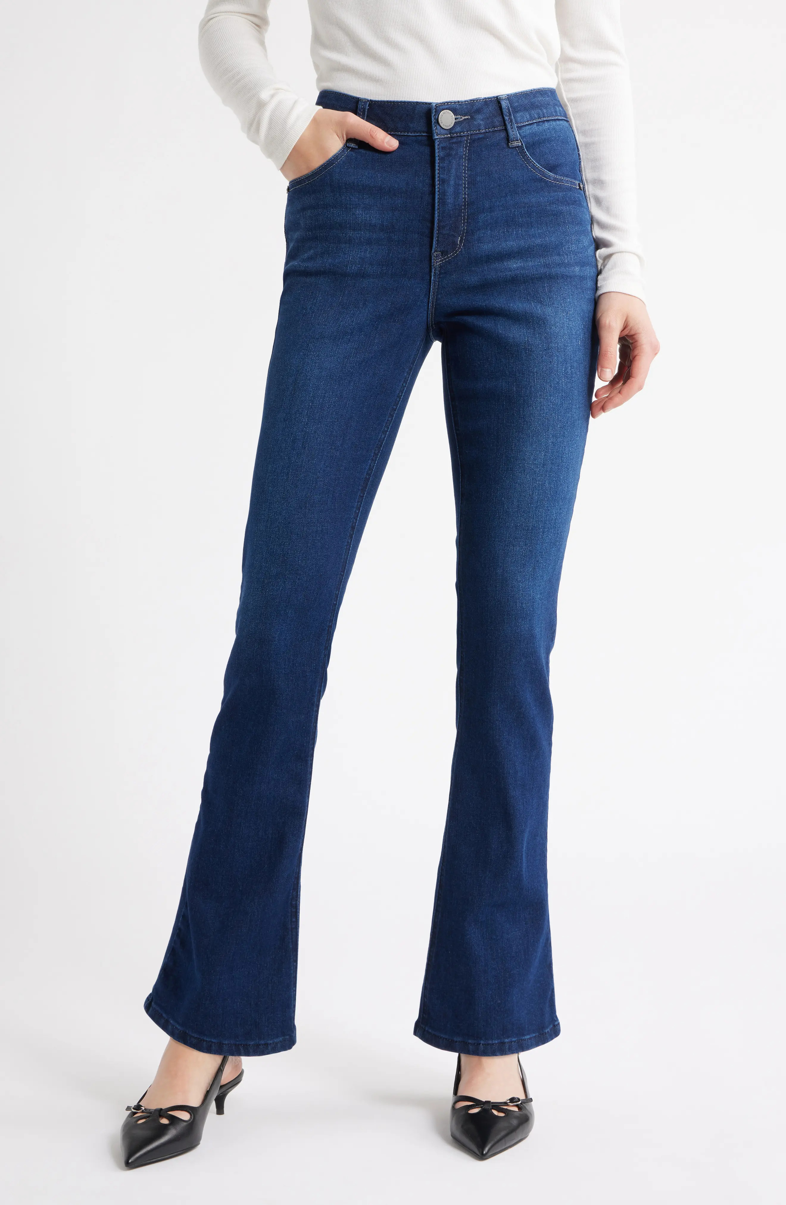 Wit & Wisdom Brittany High Waist Itty Bitty Bootcut Jeans in Indigo at Nordstrom Rack, Size 12 | Nordstrom Rack