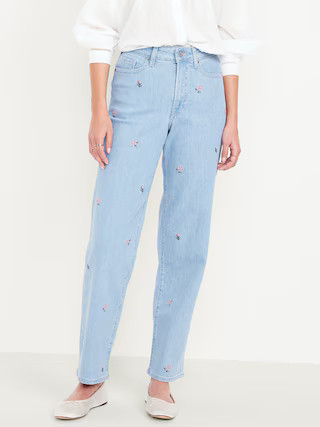 High-Waisted OG Loose Embroidered Jeans | Old Navy (US)
