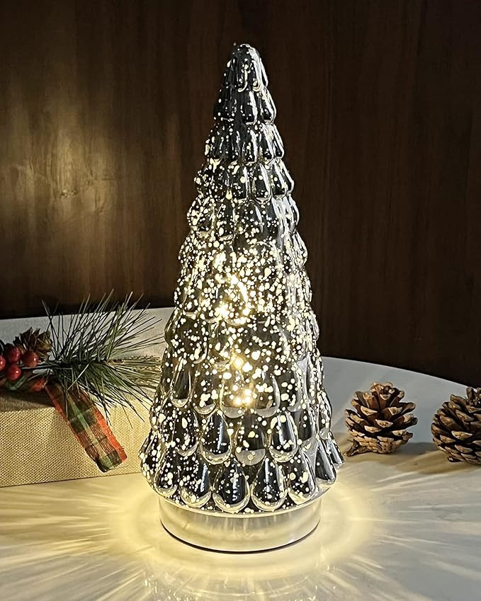 SHMILMH Silver Mercury Glass Christmas Tree, Small Tabletop Christmas Tree with Light, Battery Op... | Amazon (US)