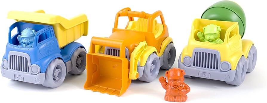 Green Toys Construction Vehicle Set, 3-Pack - Pretend Play, Motor Skills, Kids Toy Vehicles. No B... | Amazon (US)
