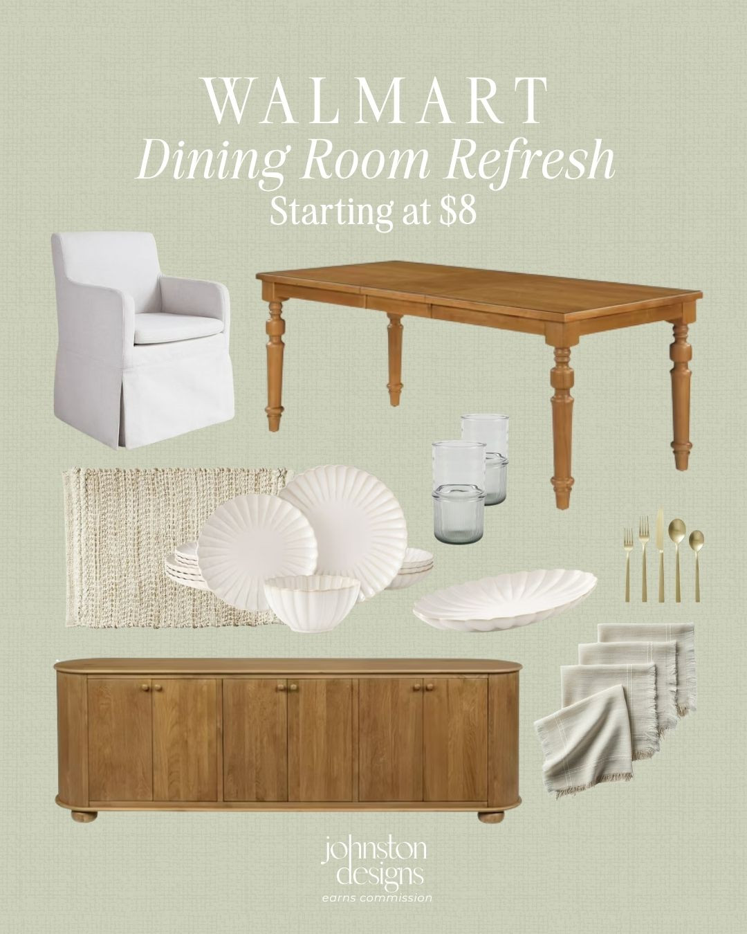 Walmart dining room refresh. 🤍 Finds starting at $8 with neutral pieces for a cozy, affordable update — from scalloped dishes and gold flatware to woven placemats, dining chairs and warm wood furniture.

Walmart dining room, dining room refresh, walmart home, walmart home finds, affordable home decor, neutral dining room, dining table, dining chairs, scalloped dishes, gold flatware, woven placemats, table setting, dining room decor, budget friendly home, home refresh, My Texas House, Pioneer Woman
 

 #LTKHome