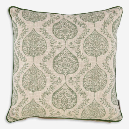 Cream & Green Patterned Cushion 40x50cm | TK Maxx
