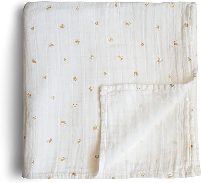 mushie Muslin Baby Swaddle Blanket | 100% Organic Cotton (Crowns) | Amazon (US)