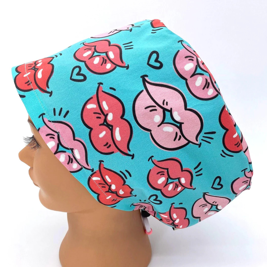 Funny Women's Scrub Euro Surgical Hat With Multi Color Pink Pouts, Lips | Etsy (US)