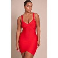 Shape Red Bandage Wrap Hem Detail Mini Dress | PrettyLittleThing US