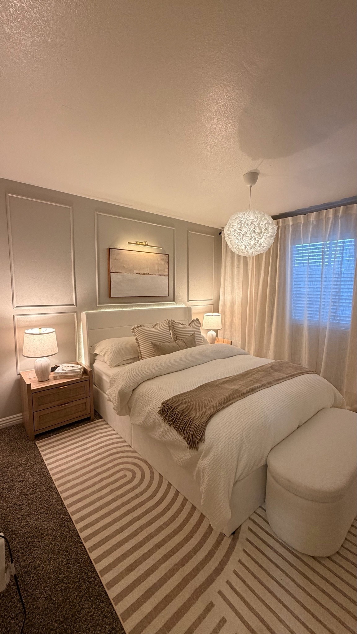 Soft lighting, cozy textures, and the dreamiest neutral bedroom glow 🤍✨
Little details really make a space feel warm and relaxing. Linking some of my favorite decor pieces from this room 🕯️🛏️

#LTKHome #LTKselfcare #LTKvlog