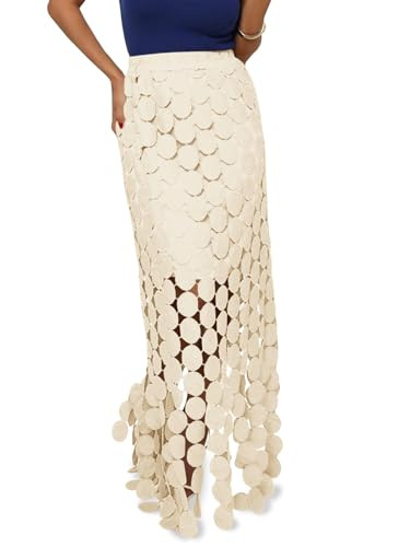 Cicy Bell Womens Hollow Out Maxi Skirts Summer High Waisted Boho Fringe Hem Long Skirt | Amazon (US)