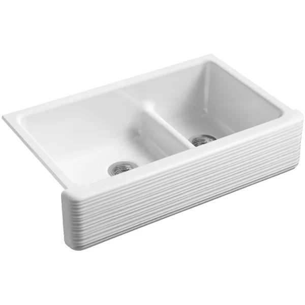 Whitehaven® 35.69" L x 21.56" W Under-Mount Double Bowl Kitchen Sink with Tall Apron | Wayfair North America