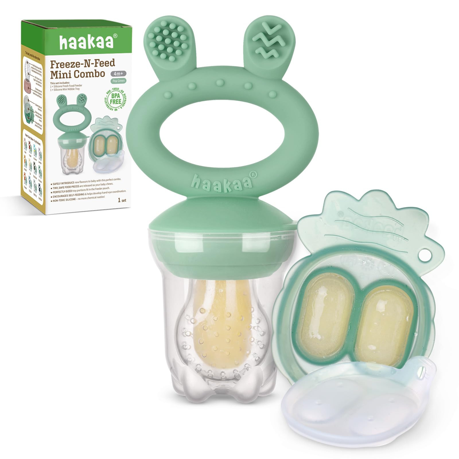 Haakaa Baby Fruit Food Feeder & Mini Freezer Nibble Tray Combo, Breastmilk Popsicle Molds for Coo... | Amazon (US)