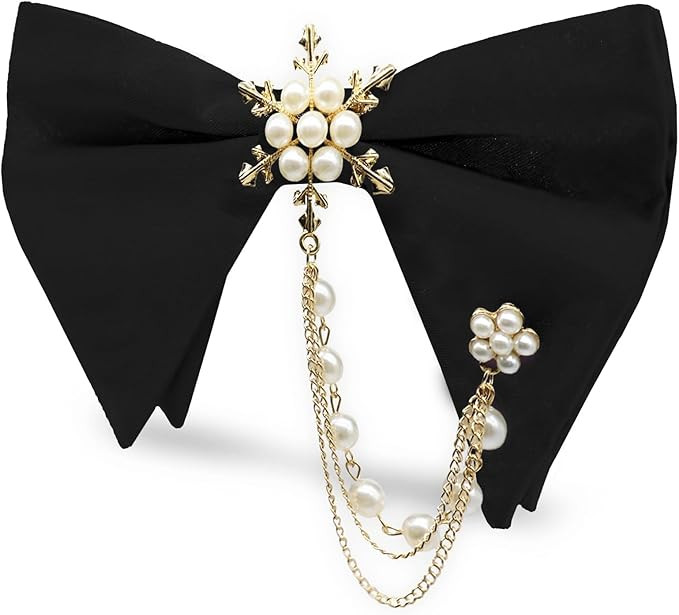 Oversized Bow Ties for Men, Adjustable Bow Tie Pre-tied Bowties Pearl Decoration Bowtie for Tuxed... | Amazon (US)