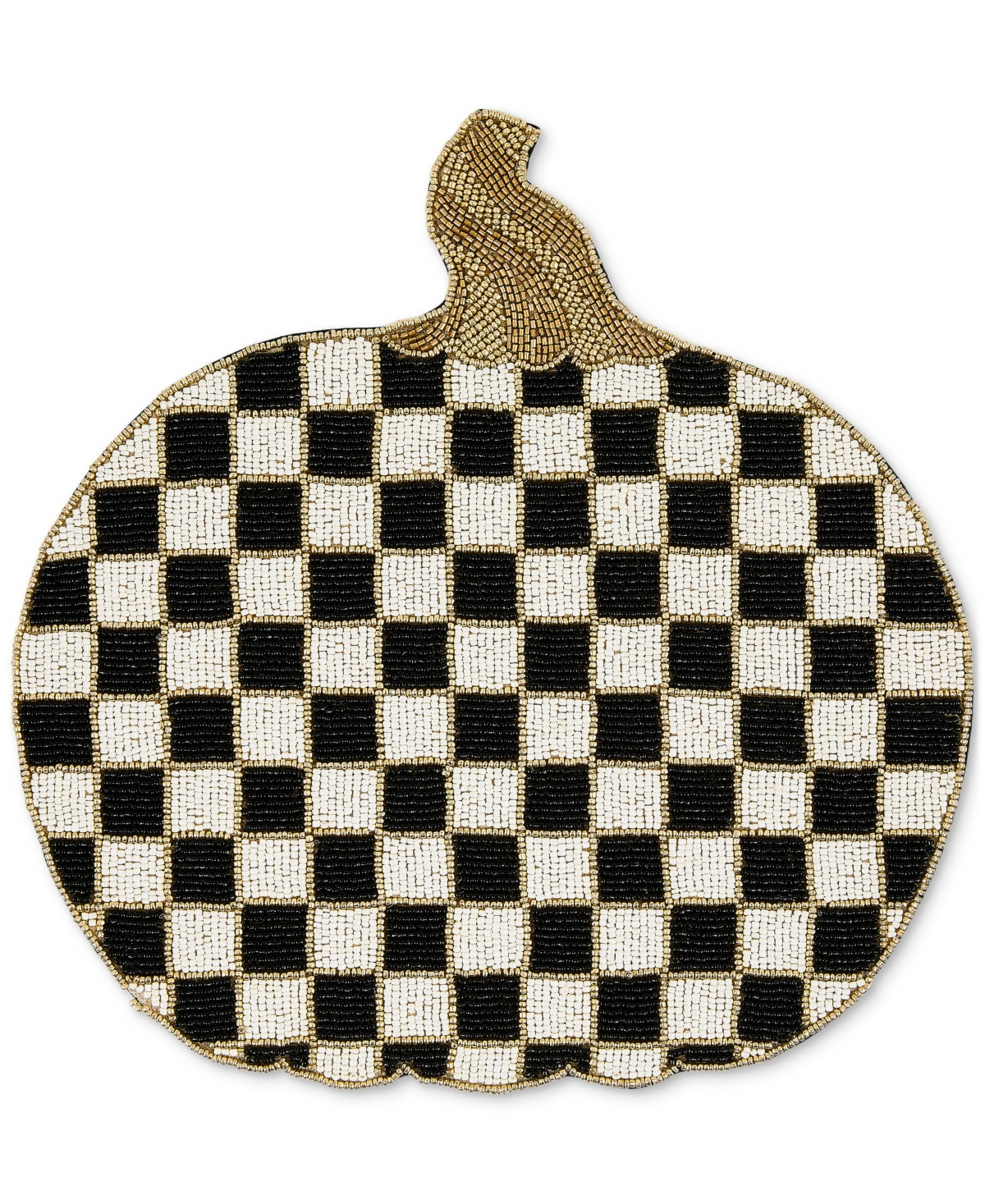 MacKenzie-Childs Courtly Check Pumpkin Beaded Placemat - Black | Macy's