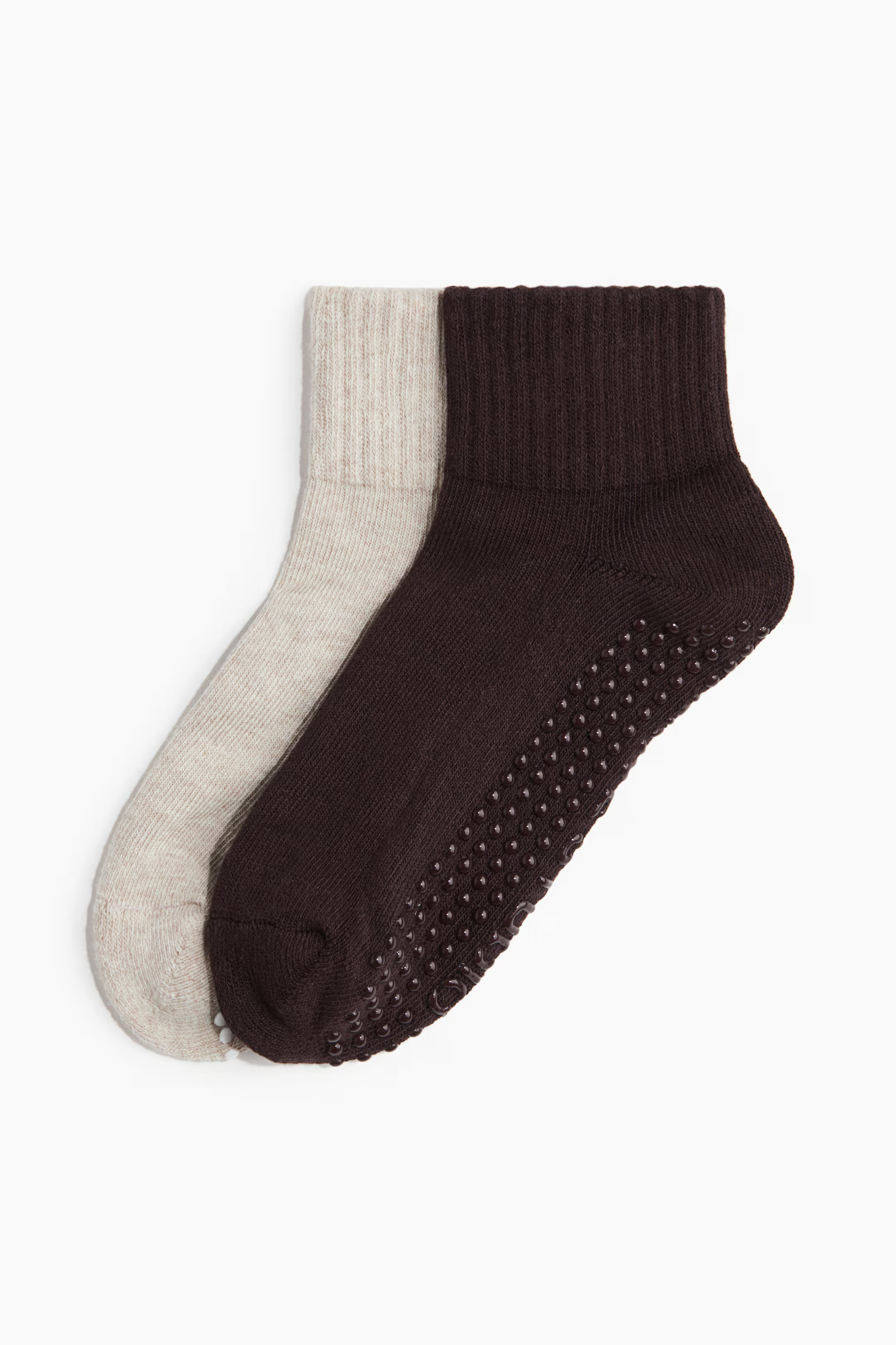 2-pack anti-slip yoga socks - Warm brown/Beige marl - Ladies | H&M GB | H&M (UK, MY, IN, SG, PH, TW, HK)