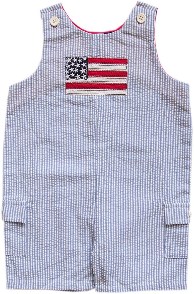 Good Lad Newborn/Infant Boys Seersucker Shortall with Flag Applique | Amazon (US)