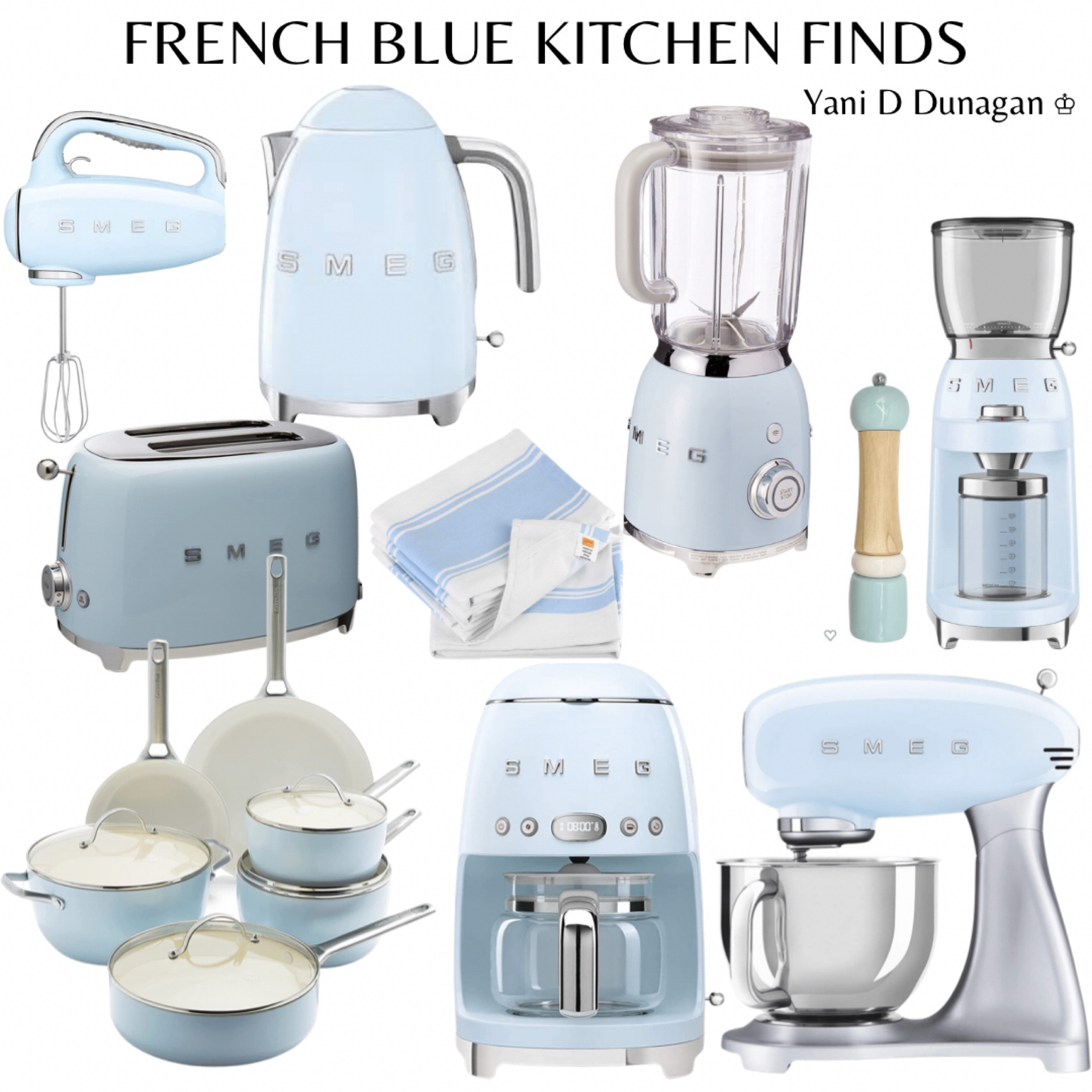 FRENCH BLUE KITCHEN ESSENTIALS 
SMEG Coffe Grinder, Coffe Maker, Mixer, Blender, Electric Kettle, Pots
Home Essentials, Small Kitchen Appliances 

#LTKstyletip #LTKhome #LTKFind