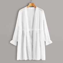 Frill Trim Sheer Chiffon Kimono | SHEIN