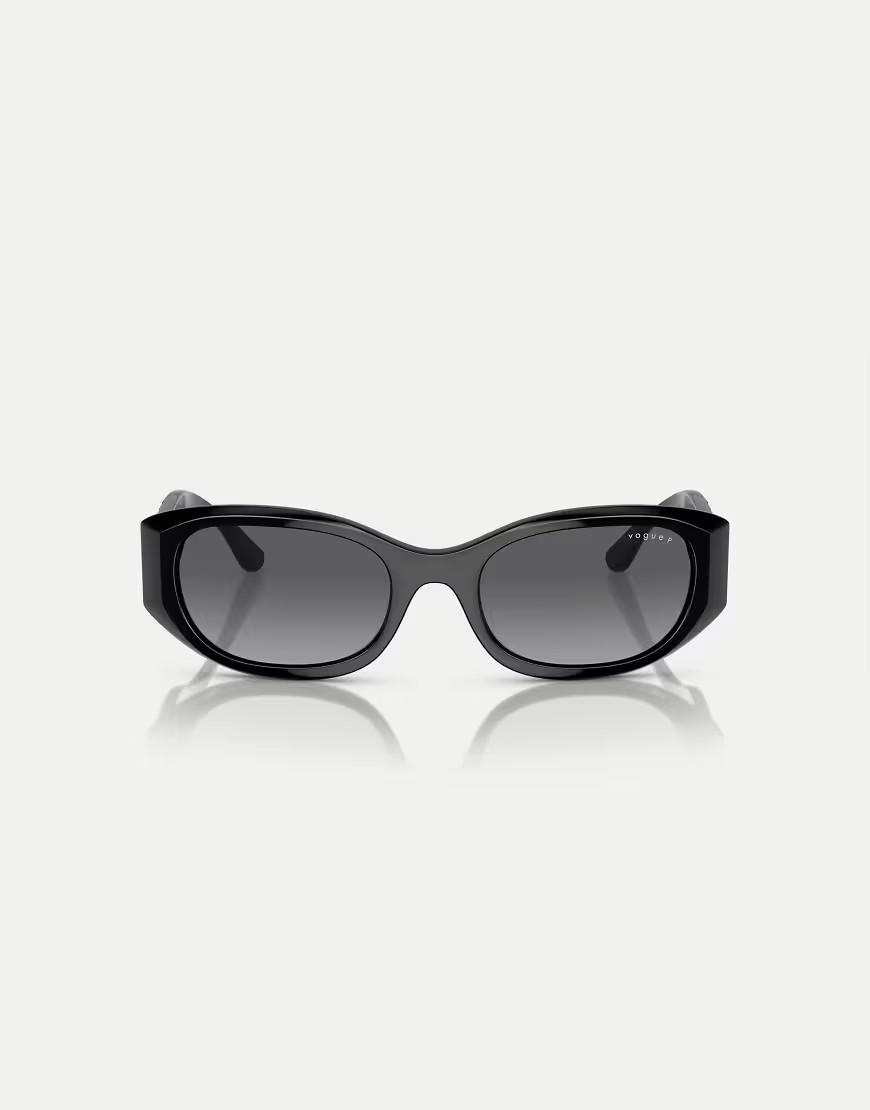 Vogue - Eyewear - VO5525S - Occhiali da sole rettangolari neri con lenti grigie polarizzate-Nero | ASOS (Global)