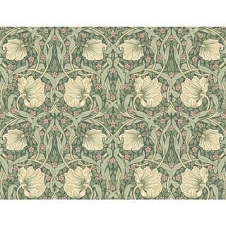 NextWall 40.5 sq. ft. Gardenia & Sage Pimpernel Floral Vinyl Peel and Stick Wallpaper Roll NW4240... | The Home Depot