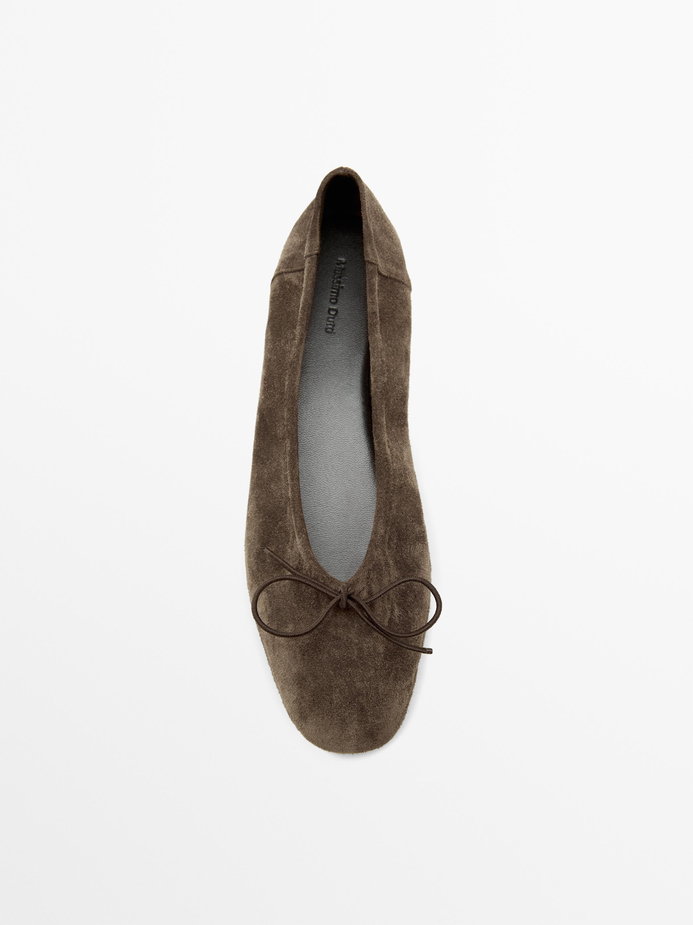 Gathered ballet flats with bow | Zara US