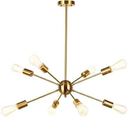 VINLUZ Sputnik Chandelier Contemporary 8 Lights Brushed Brass Modern Pendant lighting Gold Mid Ce... | Amazon (US)