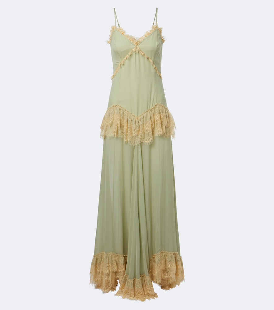 De La Vali Estela lace-trimmed georgette maxi dress | Mytheresa (US/CA)