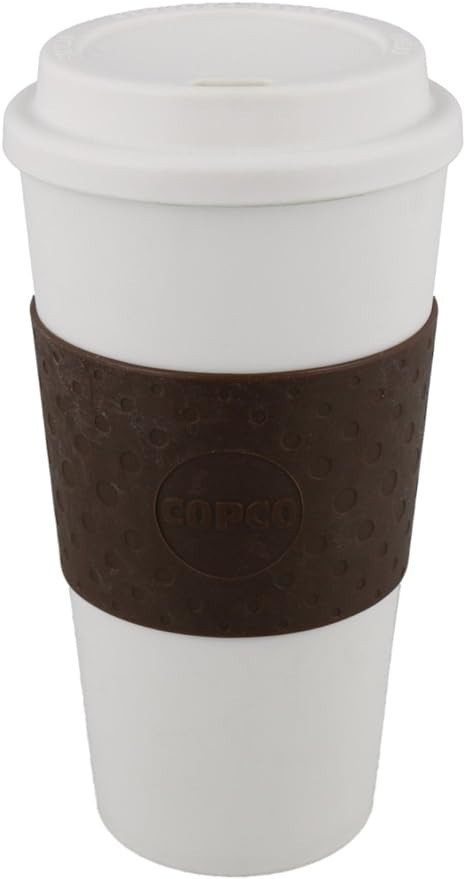 Copco Acadia Double Wall Insulated Plastic, Travel Mug with Non-Slip Sleeve, 16-Ounce, White/Brow... | Amazon (US)