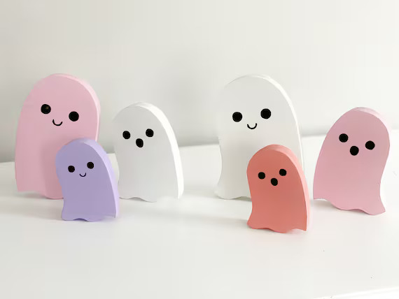 Standing Wood Ghost Halloween Pink Decor Pink Boho Signs - Etsy | Etsy (US)