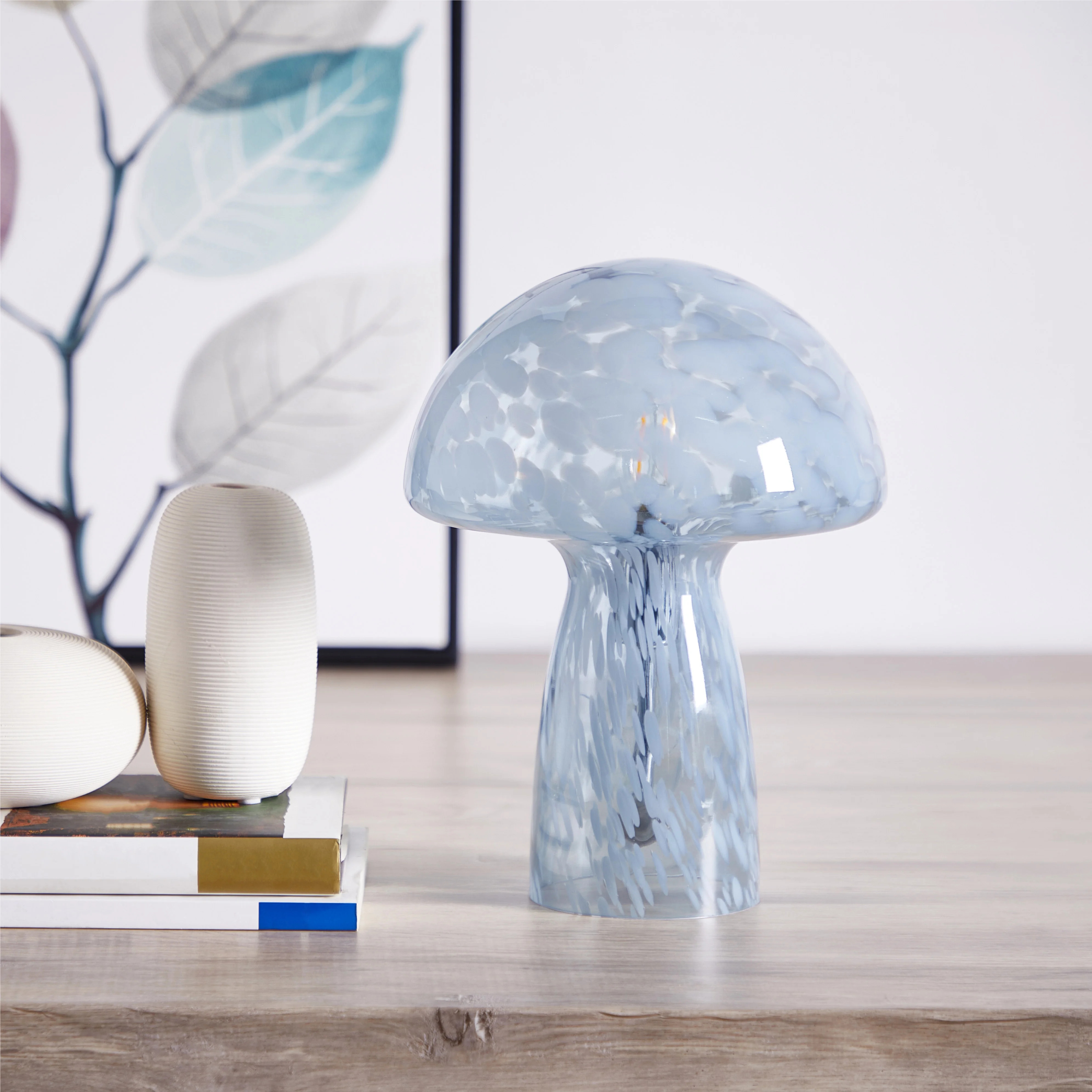 Urban Shop Novelty Glass Mushroom Lamp, Blue Tortoise, 12" H, Plug-in | Walmart (US)