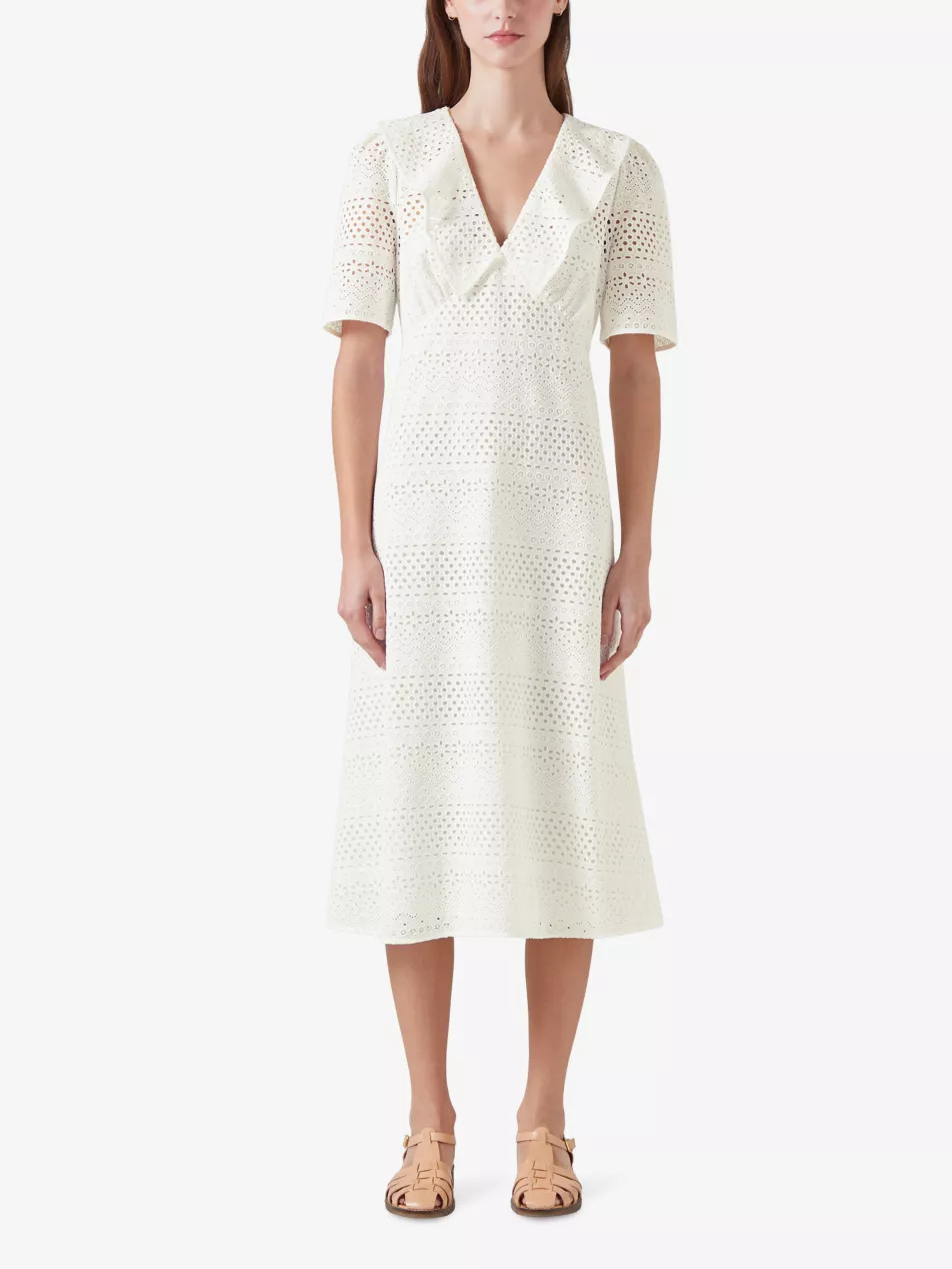 Ella broderie-anglaise cotton midi dress | Selfridges
