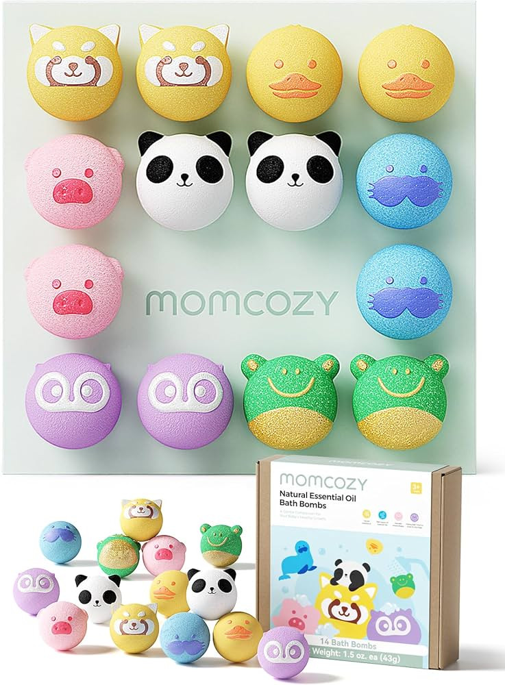 Momcozy Natural&Organic Essential Oil Bath Bombs,14 Pcs Bubble Bath Fizzy Balls with 7 Cute Anima... | Amazon (US)