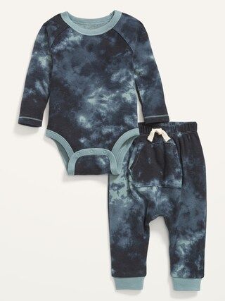 2-Piece Long-Sleeve Thermal Tie-Dye Bodysuit and U-Shaped Pants Set for Baby | Old Navy (US)