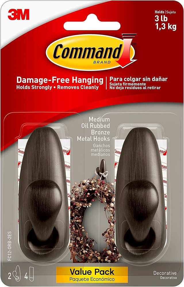 Command Forever Classic Medium Metal Wall Hooks, Damage Free Hanging Wall Hooks with Adhesive Str... | Amazon (US)