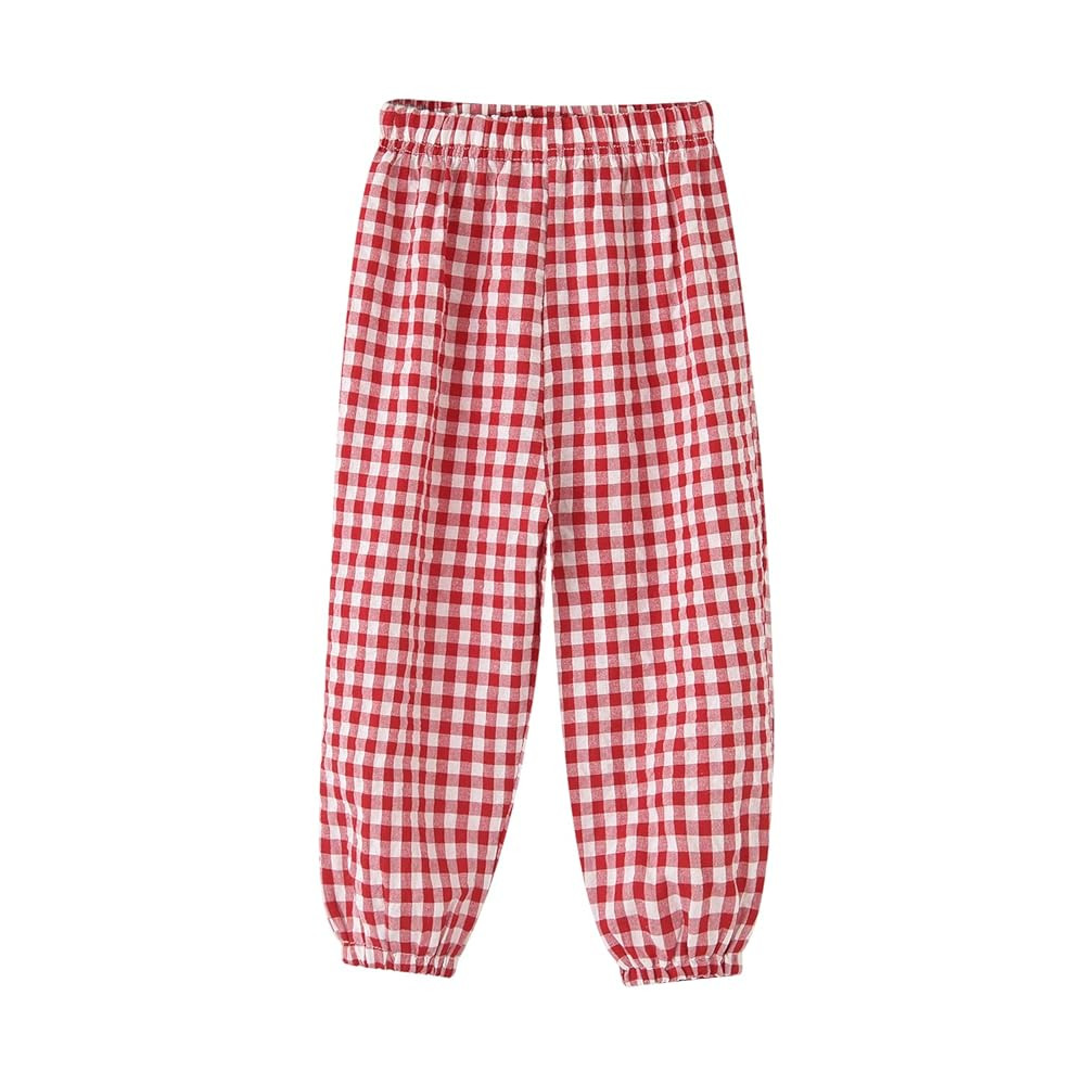 BINIDUCKLING Toddler Pull Up Loose Gingham Girls Pants 2-9 Years | Amazon (US)