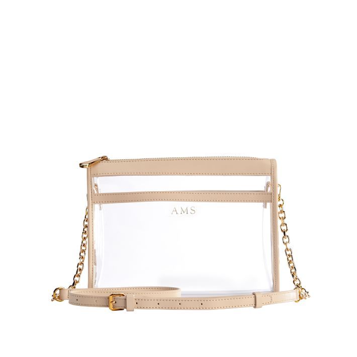 Clear Crossbody with Chain, Tan-Gold | Mark and Graham